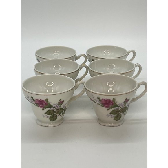 Set of 6 PorcelainTea Cups with Pink Roses Made in Japan - Picture 11 of 11